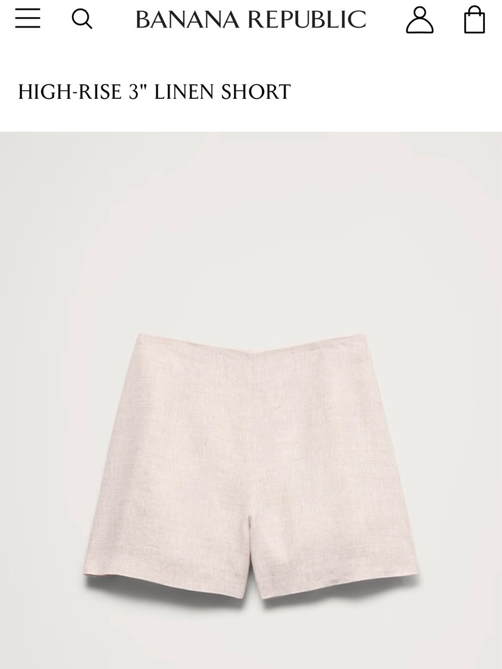 NWT Banana Republic High-Rise Linen Shorts — European Flax - $90 original price